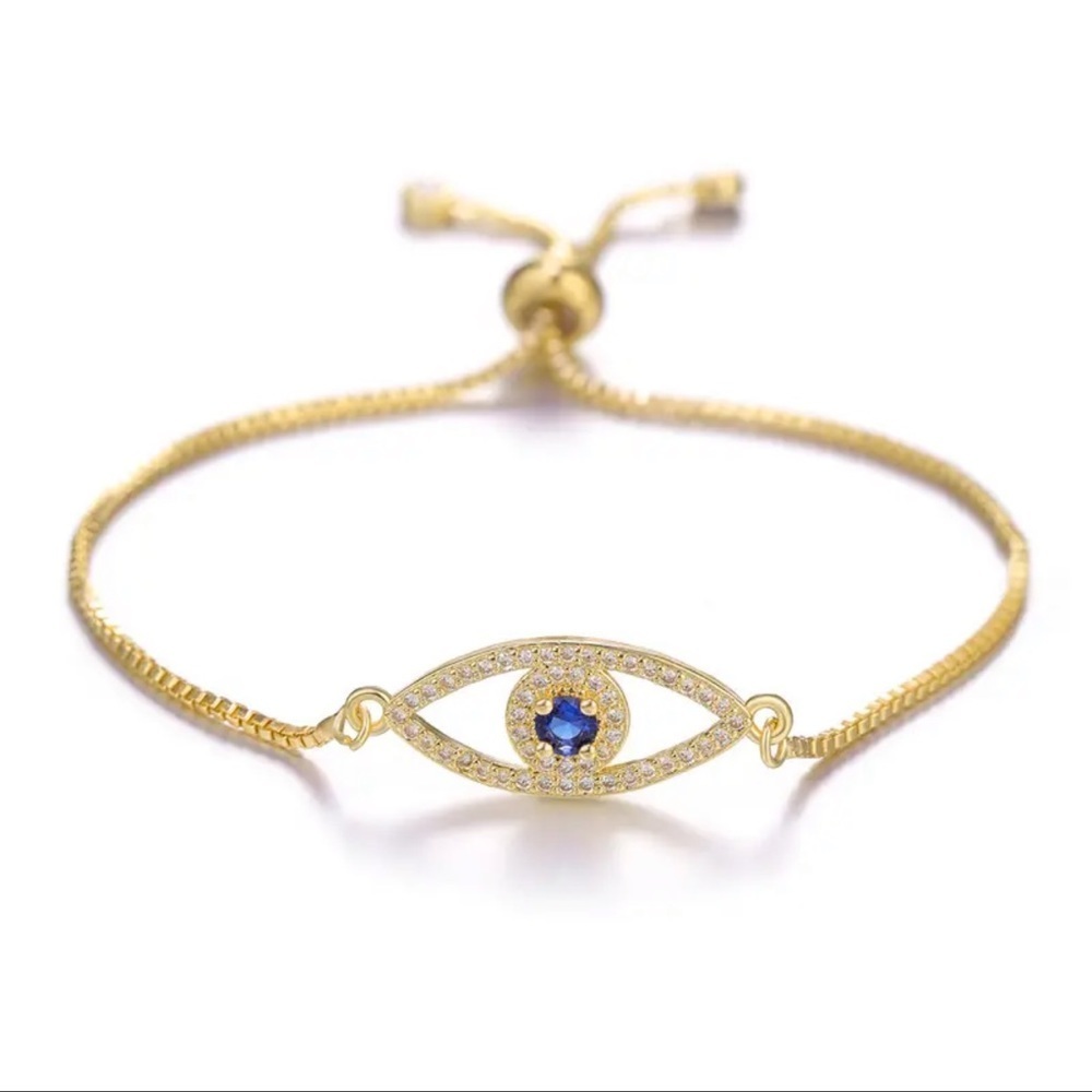 Adjustable evil  eye bracelet